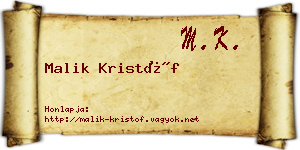 Malik Kristóf névjegykártya