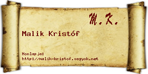 Malik Kristóf névjegykártya